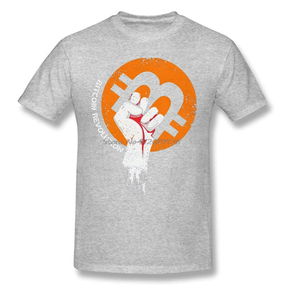 2025 Summer New Power Bitcoin T-Shirt Men's Short Sleeve Streetwear