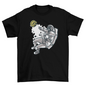 Flying astronaut with bitcoin t-shirt
