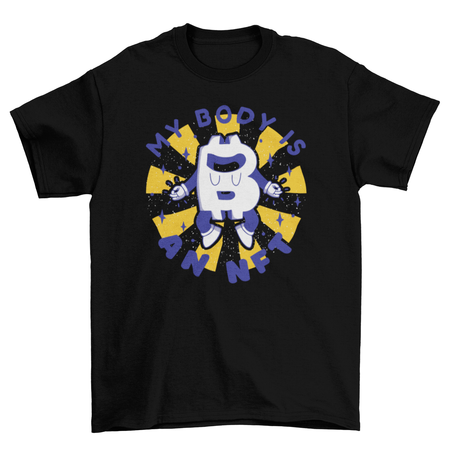 Bitcoin logo funny retro cartoon t-shirt