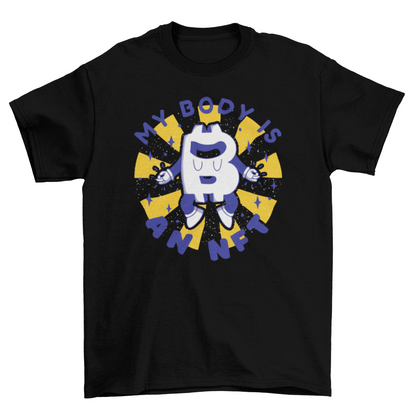 Bitcoin logo funny retro cartoon t-shirt