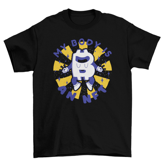 Bitcoin logo funny retro cartoon t-shirt