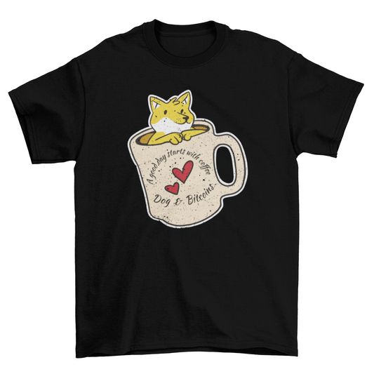 Coffee Dog and Bitcoins t-shirt