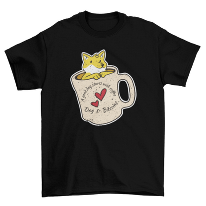 Coffee Dog and Bitcoins t-shirt