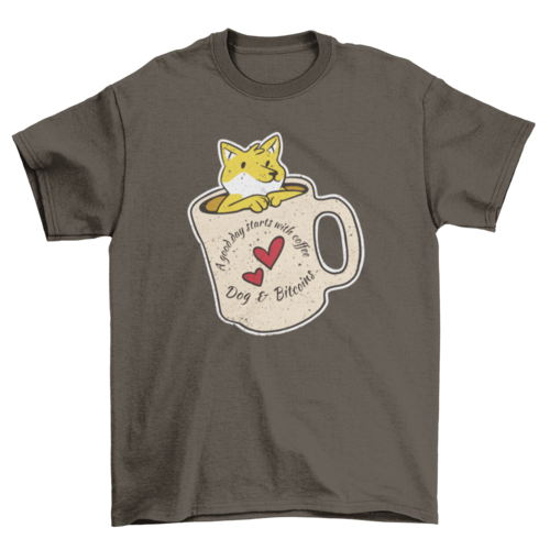 Coffee Dog and Bitcoins t-shirt