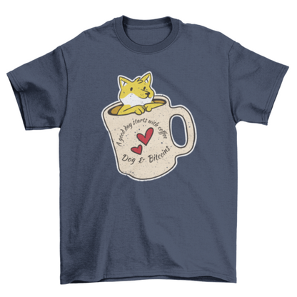 Coffee Dog and Bitcoins t-shirt