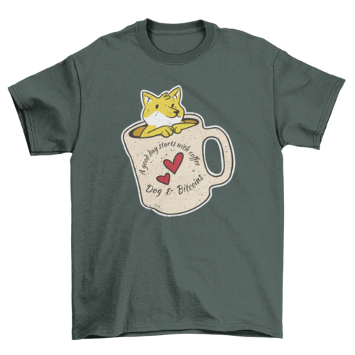 Coffee Dog and Bitcoins t-shirt