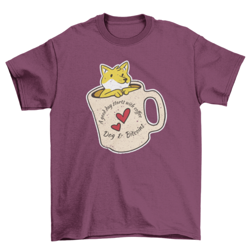 Coffee Dog and Bitcoins t-shirt